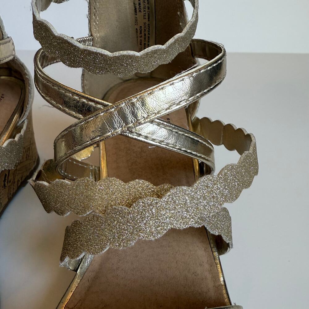 SO Jackfruit Girls Wedge Gold Strappy Sandals - Picture 3 of 9